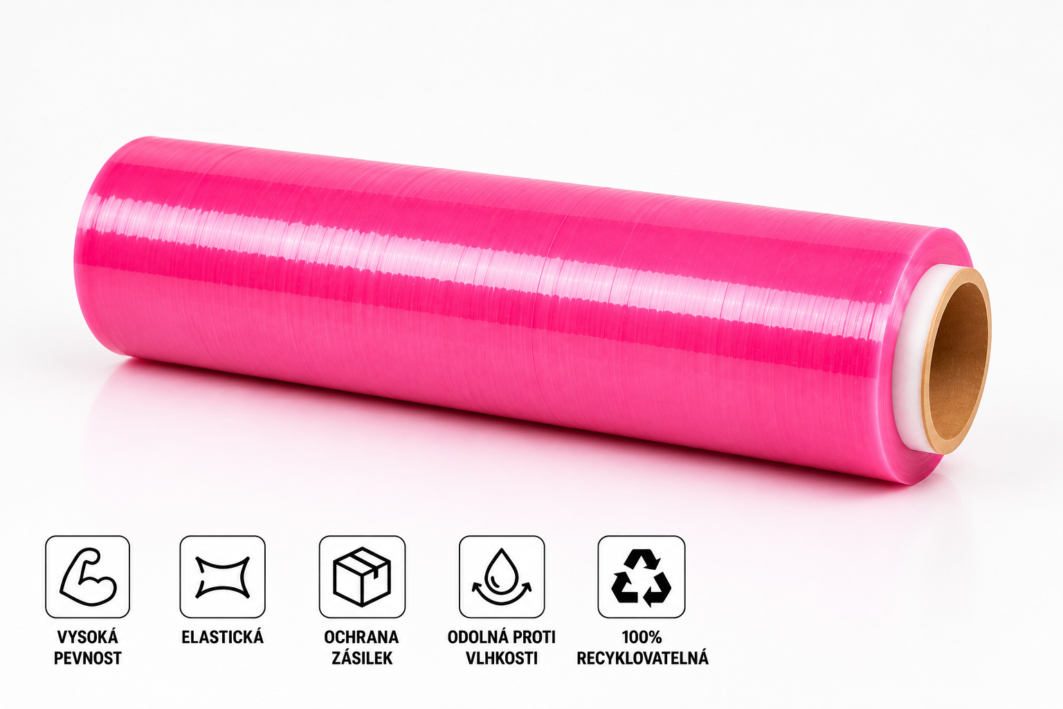 Stretch fólie 50 cm × 23 µm – 2,5 kg brutto – růžová
